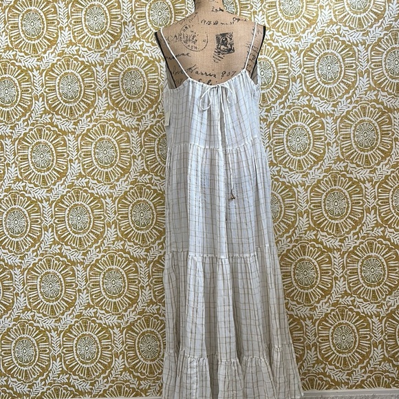 NWT Free People Marigold Gauzy Plaid Tiered Maxi Dress in Canvas Combo Sz XL - Picture 13 of 16